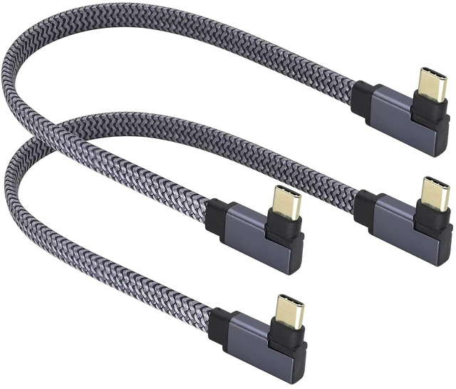 Main image of 2Pack Right&Left Angled 3.1 USB C to USB C Flat Short Cable,90 Degree 10Gbps Tpye C USB 3.1 Gen2 Male to Male Charging,Data,Audio,Video Cord for Tablet,Phone and More Type-C Devices(0.3M-M/M)