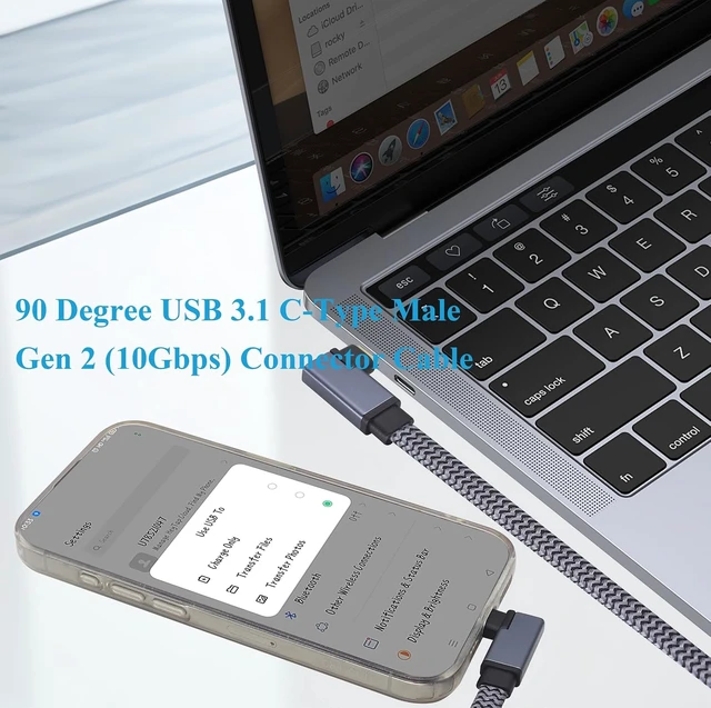 Alt view image 6 of 7 - 2Pack Right Angled USB 3.1 Type c to Type C 10Gbps Connector Cable 60W&3A 90 Degree Left Angle Type C 3.1 USB Male Fast Charging 4K Display Short Flat Cable for Laptop&Mobile Phone.(0.3M-M/M)