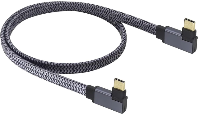 Main image of Flat Right Angled USB C to USB C Cable, 90 Degree 10Gbps 4K@60Hz PD 60W USB 3.1 Gen2 Male to Male Charging Cord,USB 3.1 Type-C Cable for Tablet, Phone and More Type-C Devices(0.6M-M/M)