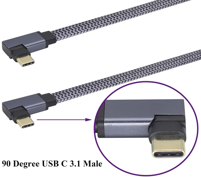 Alt view image 3 of 7 - Flat Right Angled USB C to USB C Cable, 90 Degree 10Gbps 4K@60Hz PD 60W USB 3.1 Gen2 Male to Male Charging Cord,USB 3.1 Type-C Cable for Tablet, Phone and More Type-C Devices(1M-M/M)