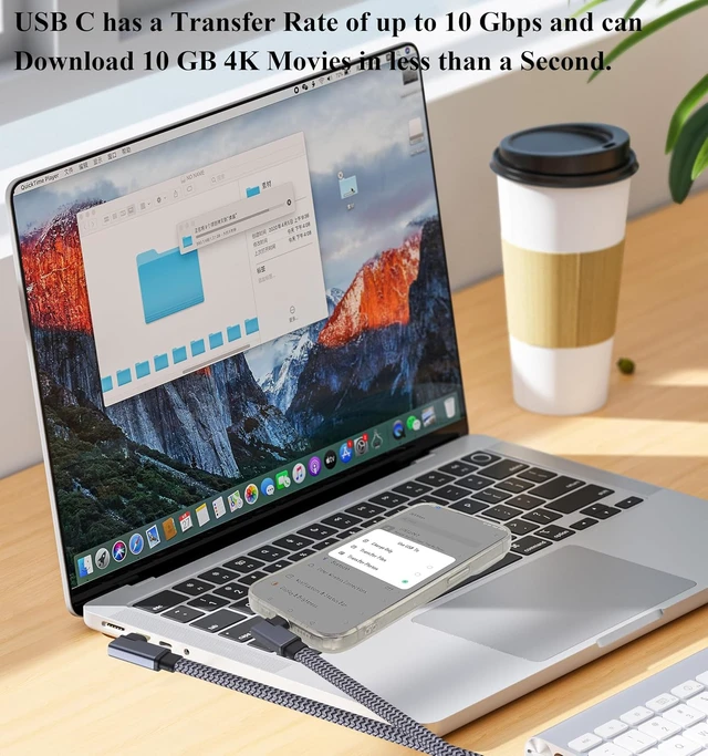 Alt view image 5 of 7 - Flat Right Angled USB C to USB C Cable, 90 Degree 10Gbps 4K@60Hz PD 60W USB 3.1 Gen2 Male to Male Charging Cord,USB 3.1 Type-C Cable for Tablet, Phone and More Type-C Devices(0.6M-M/M)