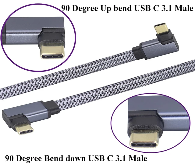 Alt view image 3 of 7 - 2Pack 90 Degree USB-C 3.1 to USB C 60W Power Delivery Cable Right Angle Type C 3.1 Gen 2 Cord 10Gbps Data Sync 3A PD Fast Charge Cord Compatible for MacBook,Pixelbook,Galaxy S20,SSD(1M-M/M)