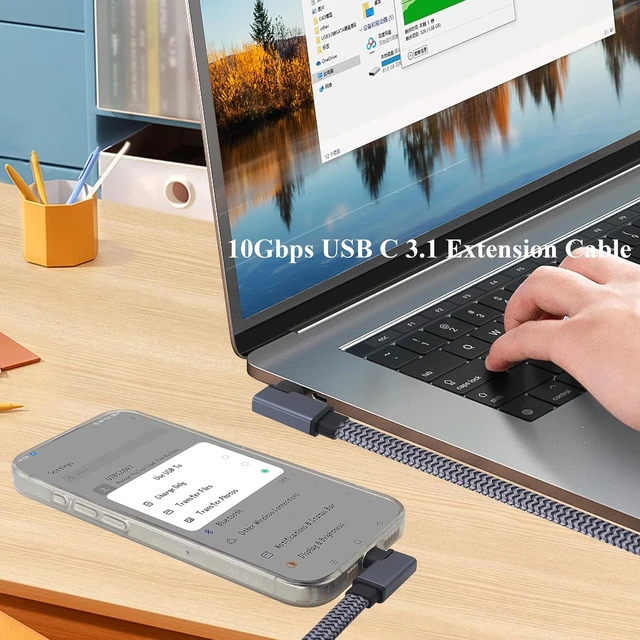 Alt view image 5 of 7 - 2Pack 90 Degree USB-C 3.1 to USB C 60W Power Delivery Cable Right Angle Type C 3.1 Gen 2 Cord 10Gbps Data Sync 3A PD Fast Charge Cord Compatible for MacBook,Pixelbook,Galaxy S20,SSD(1M-M/M)
