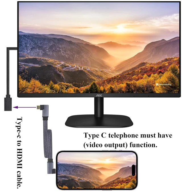 Alt view image 6 of 7 - 2Pack 90 Degree Type C3.1 Monitor Cable Left Angle Type C 3.1 USB Male to Right Angle Type C 3.1 Male Audio 4K@60Hz Video Connector Cable,Compatible Samsung S10,MacBook Type-C Device(0.6M-M/M)