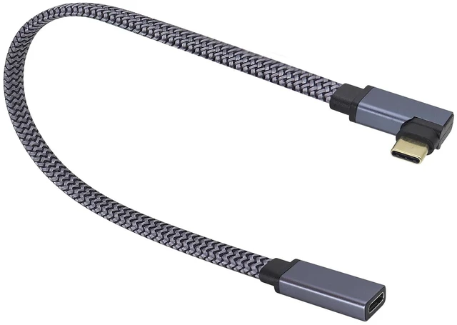 Main image of Flat Short 90 Degree USB 3.1 Type C Cable Right&Left Angle PD 3.1Type C Male to Female Cable Fast Charging USB C Electric Wire Compatible for Samsung MacBook&More USB-C Devices(0.3M-M/F)