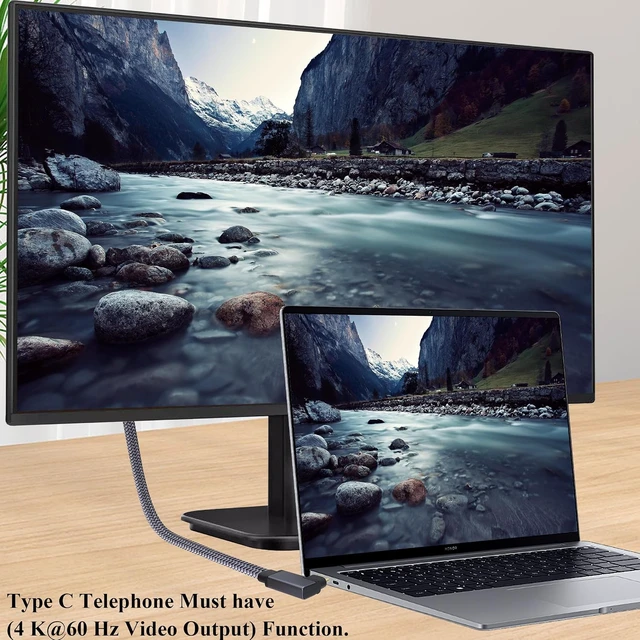 Alt view image 6 of 7 - Flat 90 Degree Type C USB 3.1 Fast Charging Cable Right & Left Angle 3.1Type C Male to Female 4K@60Hz Extension Cable Compatible for Samsung iPad Pro Air MacBook&More Type-C Devices(0.6M-M/F)
