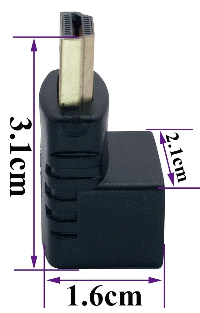 Alt view image 2 of 7 - 270 Degree HDMI Adapter Right Angle Gold Plated 19 Pin HDMI Male to Female Coupler Connector for 3D and 4K Ultra HD TV Stick HDMI Cable Extension Converter(2 Pack-Down)