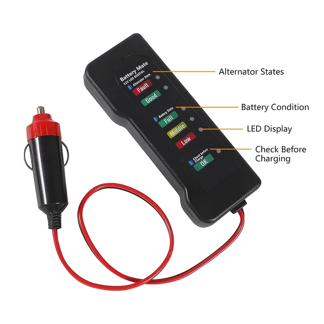 Alt view image 3 of 7 - 2PACK Car Battery Tester 6 LED Indicators Digital 12V Multi Functions Alternator Tester for Car Motorbike