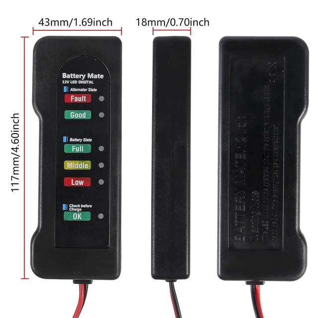 Alt view image 2 of 7 - 2PACK Car Battery Tester 6 LED Indicators Digital 12V Multi Functions Alternator Tester for Car Motorbike