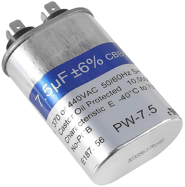 Alt view image 2 of 6 - 2 Pack 7.5 uF ±6% 7.5 MFD 370V/440V CBB65 Oval Run Start Capacitor for AC Motor Run or Fan Start and Cool or Heat Pump Air Conditione