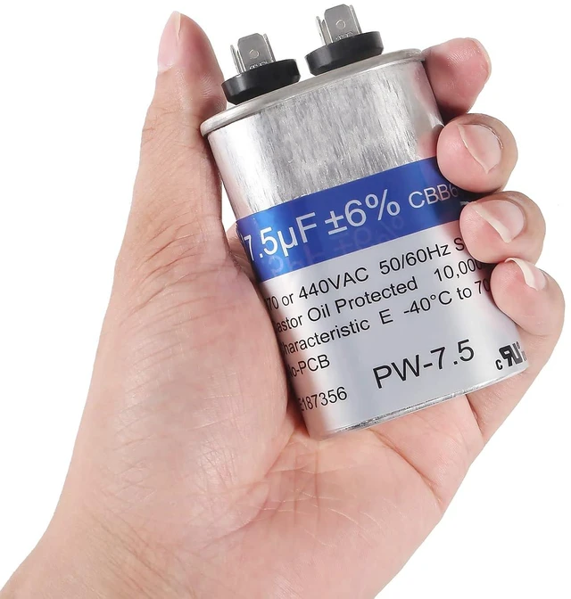 Alt view image 4 of 6 - 2 Pack 7.5 uF ±6% 7.5 MFD 370V/440V CBB65 Oval Run Start Capacitor for AC Motor Run or Fan Start and Cool or Heat Pump Air Conditione