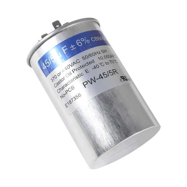 Alt view image 3 of 7 - 2PACK 45+5 uF 45/5 MFD ±6% 370V/440VAC CBB65 Dual Run Circular Start Capacitor for Condenser Straight Cool or Heat Pump Air Conditioner or AC Motor and Fan Starting