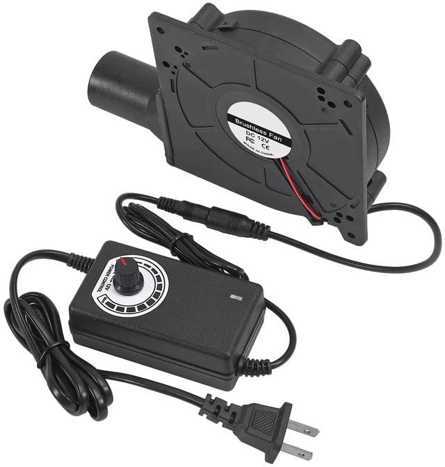 Alt view image 6 of 7 - 120mm 12V BBQ Blower Fan,120mm x 32mm Dual Ball Blower Fan 12V with 110v - 240v AC Plug Variable Speed Controller for Ventilation,Outdoor Barbecues Fire Bellow, Camping Cooking DIY Cooling Projects