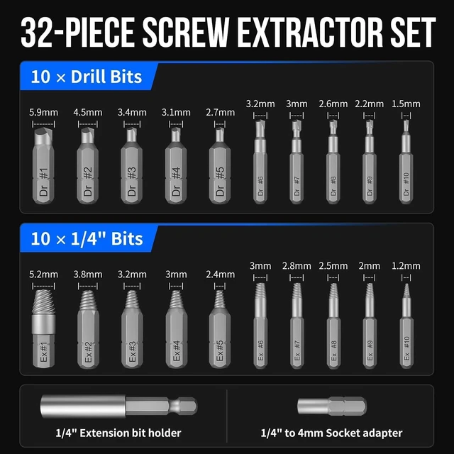 Alt view image 5 of 7 - Screw Extractor Set and 55 in 1 Precision Screwdriver Set Bundle, Damaged Screw Remover Kit with Compact Small Screwdriver Repair Tool Kit for Electronics, Laptop, Phone, Furniture, Bike and