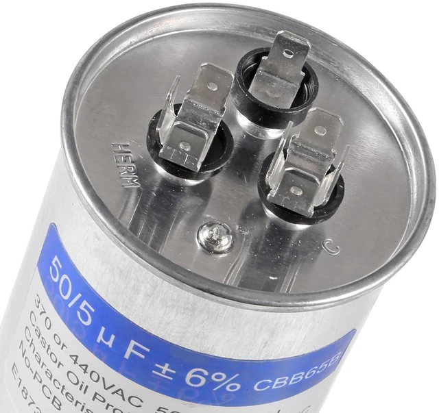 Alt view image 3 of 5 - 2PACK 50+5uF 50/5 MFD ±6% 370V/440V AC CBB65B Capacitor Dual Run Circular Start Capacitor for AC Motor Run or Fan Start or Condenser Straight