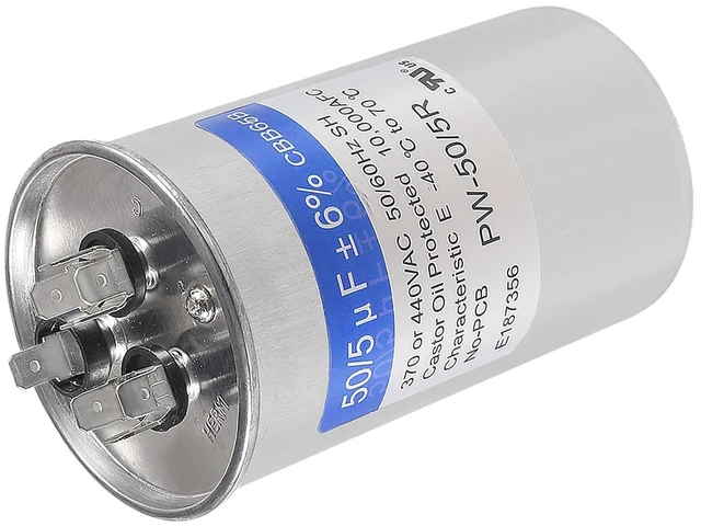 Alt view image 4 of 5 - 2PACK 50+5uF 50/5 MFD ±6% 370V/440V AC CBB65B Capacitor Dual Run Circular Start Capacitor for AC Motor Run or Fan Start or Condenser Straight