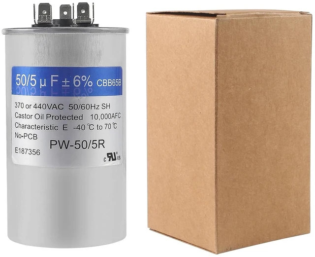Alt view image 5 of 5 - 2PACK 50+5uF 50/5 MFD ±6% 370V/440V AC CBB65B Capacitor Dual Run Circular Start Capacitor for AC Motor Run or Fan Start or Condenser Straight