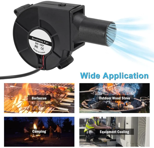 Alt view image 4 of 7 - 97mm x 33mm 9733 12V Dual Ball BBQ Blower Fan Air with 110V - 240V AC Plug Variable Speed Controller for Ventilation,Outdoor Barbecues Fire Bellow, Camping Cooking DIY Cooling Projects