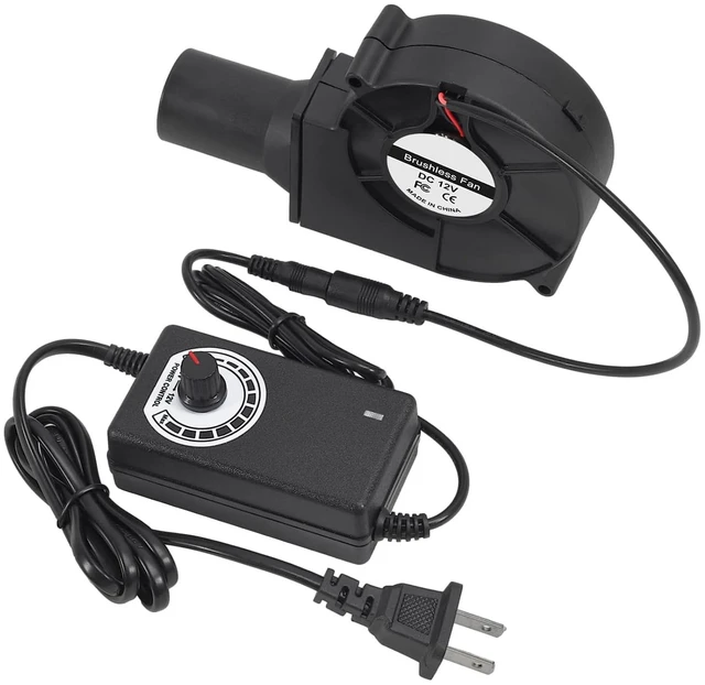Alt view image 6 of 7 - 97mm x 33mm 9733 12V Dual Ball BBQ Blower Fan Air with 110V - 240V AC Plug Variable Speed Controller for Ventilation,Outdoor Barbecues Fire Bellow, Camping Cooking DIY Cooling Projects