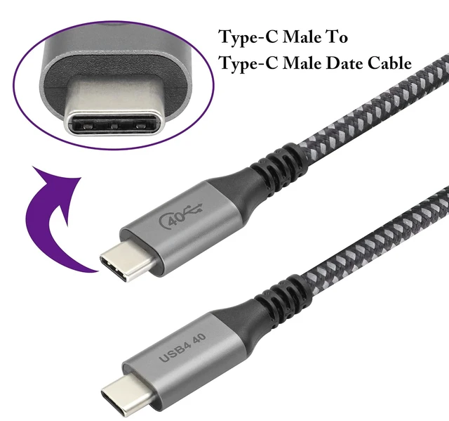 Alt view image 3 of 7 - USB4 Cable 40Gbps Data Transfer USB Type C Male to USB-C Cable (20V, 5A) Charging Supports 5K&60hz or Double 4K Display Thunderbolt 3 Cable for Hub,Apollo,eGpu,MacBook,Dell,Grey(1.2m/4ft)