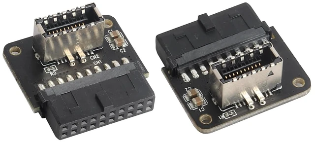 Main image of 2Pack 90 Degree Type E 3.1 to USB 3.0 19Pin Header Adapter Up 90 Degree USB3.1 Female Front Panel Header to USB 3.0 19Pin Female Header Extension Adapter for Computer Motherboard.(19Pin/UP)