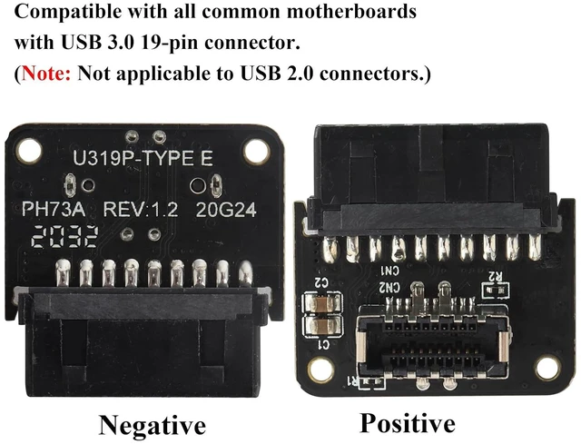 Alt view image 4 of 7 - 2Pack 90 Degree Type E 3.1 to USB 3.0 19Pin Header Adapter Up 90 Degree USB3.1 Female Front Panel Header to USB 3.0 19Pin Female Header Extension Adapter for Computer Motherboard.(19Pin/UP)