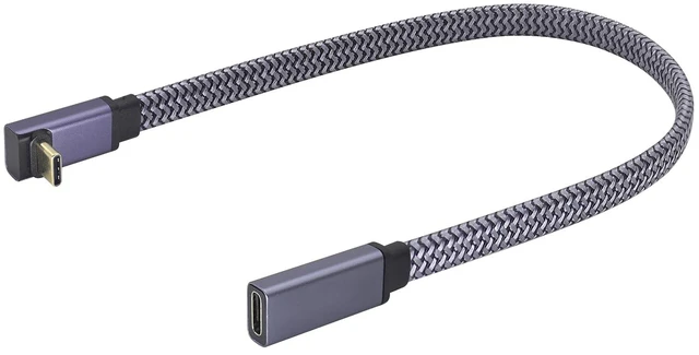 Main image of Short Flat 90 Degree 3.1 Type C Cable Up&Down Angle PD 3.1Type C Male to Type C Female Cable Fast Charging USB C Cable Compatible for Samsung iPad Pro Air MacBook&More Type-C Devices(0.3M-M/F)