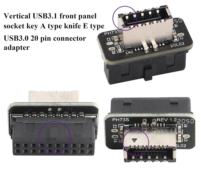 Alt view image 5 of 7 - 1Pack USB 3.0 19 Pin Header to USB 3.1 Type-E 20 Pin Header Front Panel Adapter USB 3.0 19 Pin Female to 20 pin Type E 3.1 Female Front Panel Header Connector for Computer Motherboard (19Pin)