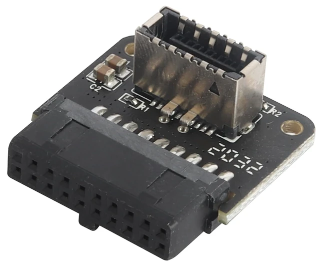 Main image of 1Pack 90 Degree USB 19 Pin to USB3.1 Type-E Front Panel Connector Down-Right Angle Type-E USB 3.1 Female to 19Pin USB 3.0 Female Header Extension Adapter for Computer Motherboard(19Pin/Down)