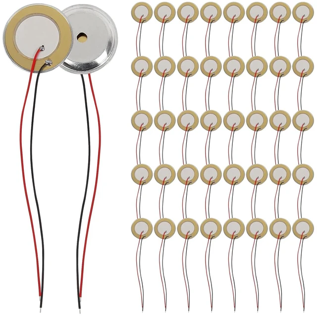 Main image of 20 Piezo Disc, 27mm Piezo Discs Transducer with 3.94inch Leads, Acoustic Contact Microphone Piezo Pickup, Piezo Elements for Drum Triggers Microphone Trigger Element CBG Guitar
