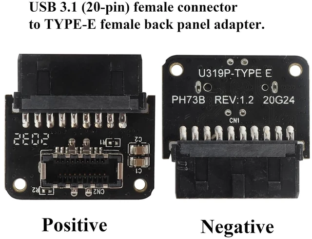 Alt view image 4 of 7 - 1Pack 90 Degree USB 19 Pin to USB3.1 Type-E Front Panel Connector Down-Right Angle Type-E USB 3.1 Female to 19Pin USB 3.0 Female Header Extension Adapter for Computer Motherboard(19Pin/Down)