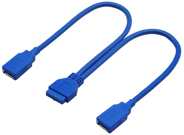 Main image of 20 Pin Y Splitter Cable Dual Port USB 3.0 A Female to 20 Pin Female Motherboard Header Cable for USB Ports Directly to Computer Motherboard Backward Compatible with USB 2.0/1.0 (30cm-USB F)