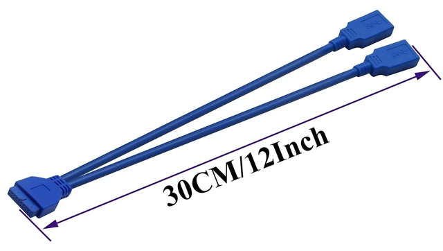 Alt view image 2 of 7 - 20 Pin Y Splitter Cable Dual Port USB 3.0 A Female to 20 Pin Female Motherboard Header Cable for USB Ports Directly to Computer Motherboard Backward Compatible with USB 2.0/1.0 (30cm-USB F)