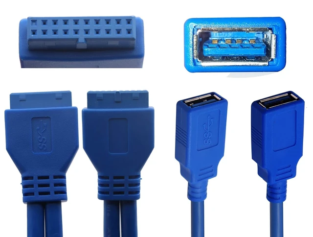 Alt view image 3 of 7 - 20 Pin Y Splitter Cable Dual Port USB 3.0 A Female to 20 Pin Female Motherboard Header Cable for USB Ports Directly to Computer Motherboard Backward Compatible with USB 2.0/1.0 (30cm-USB F)