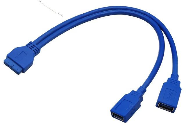 Alt view image 6 of 7 - 20 Pin Y Splitter Cable Dual Port USB 3.0 A Female to 20 Pin Female Motherboard Header Cable for USB Ports Directly to Computer Motherboard Backward Compatible with USB 2.0/1.0 (30cm-USB F)