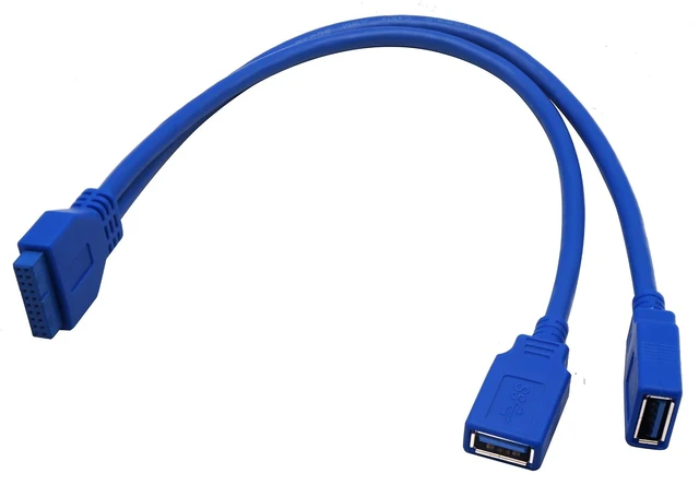 Alt view image 5 of 7 - 20 Pin Y Splitter Cable Dual Port USB 3.0 A Female to 20 Pin Female Motherboard Header Cable for USB Ports Directly to Computer Motherboard Backward Compatible with USB 2.0/1.0 (30cm-USB F)
