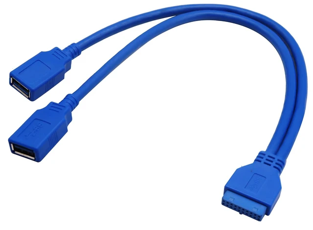 Alt view image 7 of 7 - 20 Pin Y Splitter Cable Dual Port USB 3.0 A Female to 20 Pin Female Motherboard Header Cable for USB Ports Directly to Computer Motherboard Backward Compatible with USB 2.0/1.0 (30cm-USB F)