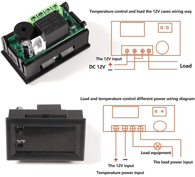 Alt view image 5 of 6 - 5PCS 12V Electronic Temperature Controller Programmable -50 to 110 Degree Celsius Heating/Cooling Thermostat Control Switch Module NTC Waterproof Sensor Probe Dual Color LED Display Monitor
