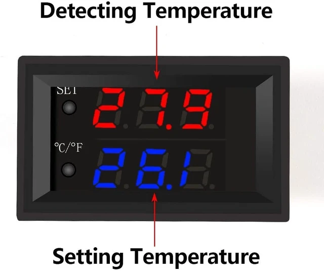 Alt view image 6 of 6 - 5PCS 12V Electronic Temperature Controller Programmable -50 to 110 Degree Celsius Heating/Cooling Thermostat Control Switch Module NTC Waterproof Sensor Probe Dual Color LED Display Monitor