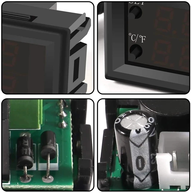 Alt view image 4 of 6 - 5PCS 12V Electronic Temperature Controller Programmable -50 to 110 Degree Celsius Heating/Cooling Thermostat Control Switch Module NTC Waterproof Sensor Probe Dual Color LED Display Monitor