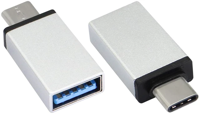 Main image of Type C to USB 2.0 Aluminum Adapter, 2 Pack, Silver
