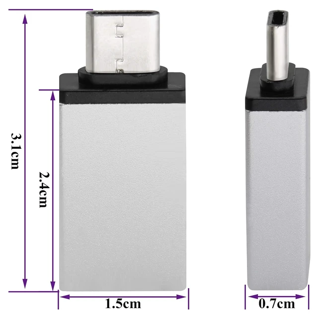 Alt view image 2 of 7 - Type C to USB 2.0 Aluminum Adapter, 2 Pack, Silver