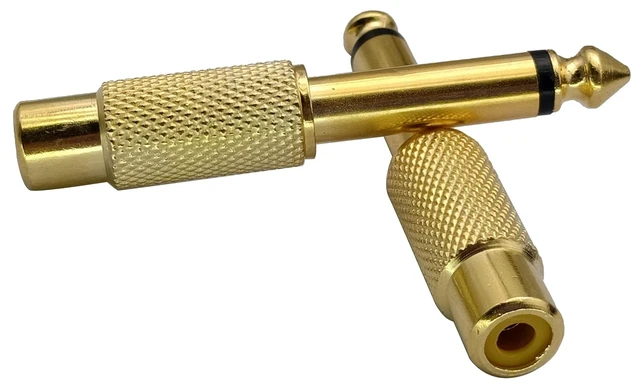 Alt view image 7 of 7 - RCA to 1/4 Adapter, Gold Plated Male to Female, 6.35mm TS Jack to RCA Audio Connector, 5 Pack
