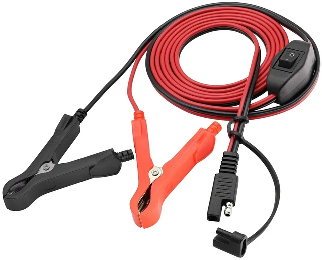 Main image of SAE Extension Cable 16 AWG Wire Harness SAE to Battery Alligator Crocodile Clip12V DC Extension Cord with Switch Quick Connect/Disconnect Snap Action Cable(2.4m/7.8ft-Fuseless Box)