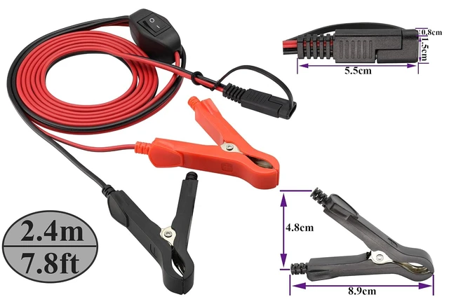 Alt view image 2 of 7 - SAE Extension Cable 16 AWG Wire Harness SAE to Battery Alligator Crocodile Clip12V DC Extension Cord with Switch Quick Connect/Disconnect Snap Action Cable(2.4m/7.8ft-Fuseless Box)