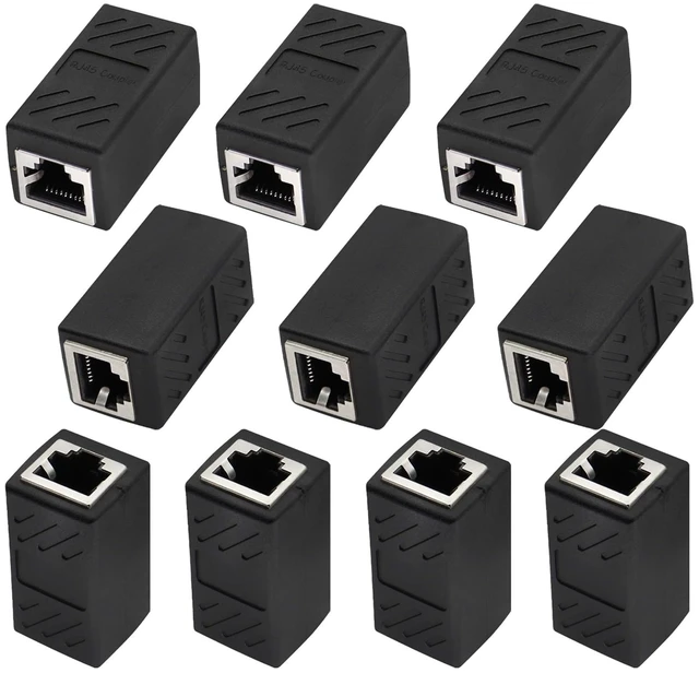 Main image of RJ45 Cat6 Adapter Ethernet Cable Extender Cat6 Female to Female Inline Network Cable Coupler Cat6 Cat5 Cat5e Ethernet Coupler Adapter (Black-10Pack)