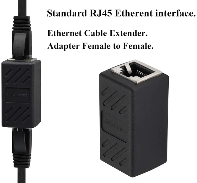 Alt view image 4 of 7 - RJ45 Cat6 Adapter Ethernet Cable Extender Cat6 Female to Female Inline Network Cable Coupler Cat6 Cat5 Cat5e Ethernet Coupler Adapter (Black-10Pack)