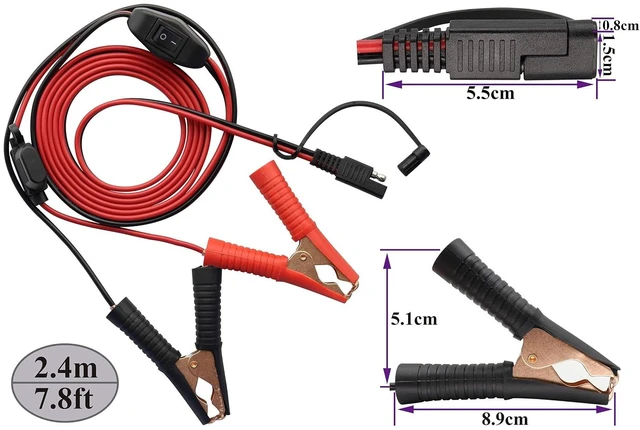 Alt view image 2 of 7 - Crocodile Clip Cable 16 AWG Wire Harness SAE to Battery Alligator Crocodile Clip12V DC Extension Cord with Switch and Fuse Box Quick Connect/Disconnect Snap Action Cable(2.4m/7.8ft -Fuse Box)