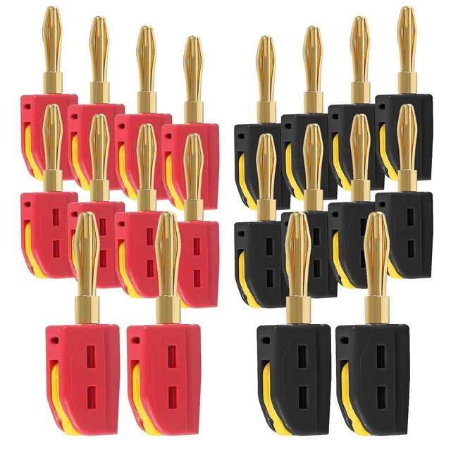 Main image of 20PCS 4mm Banana Plug High Current Quick Connect 32A Gold-Plated Banana Connector for Speaker Wire, Wall Plate, Home Theater, Audio/Video Receiver and Sound Systems(10PCS Red with10PCS Black)