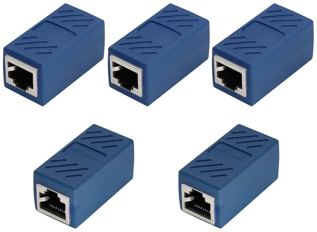 Main image of RJ45 Network Cable Coupler RJ45 Adapter Female to Female Ethernet Cable LAN Connector for Cat6 Cat5e in Line Ethernet Coupler Male Cable(Blue-5 Pack)